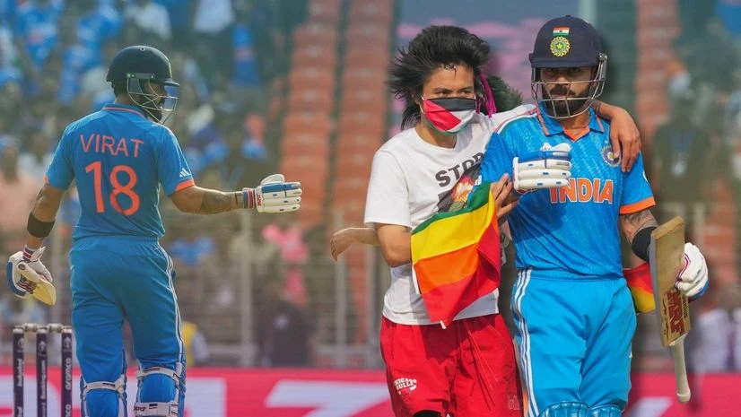 Pitch intruder in IND vs AUS final world Cup 2023 Pitch intruder in IND vs AUS final world Cup 2023