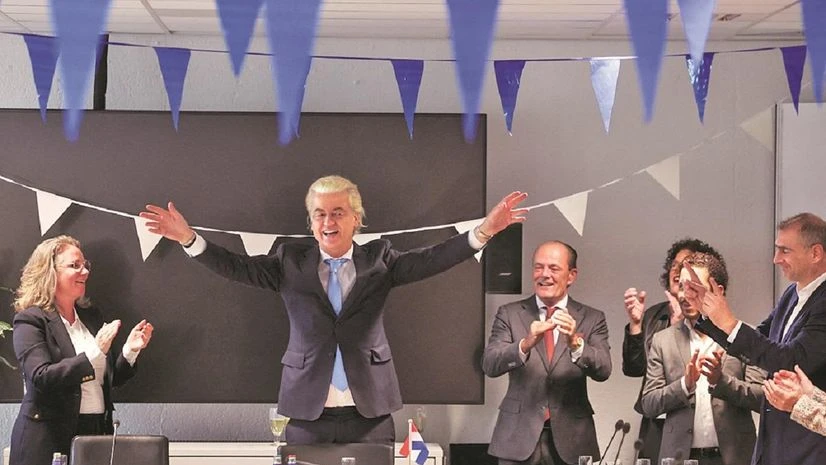 Geert Wilders (pictured) meets with members of his party at the Dutch Parliament Geert Wilders (pictured) meets with members of his party at the Dutch Parliament
