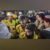 12 'Rat Miner' heroes among 49 awardees of 'Jeevan Raksha Padaks' Uttarakhand CM Pushkar Singh Dhami and Union Minister of State for Road Transport & Highways VK Singh greet rescued workers coming out of the collapsed Silkyara Tunnel. (PTI Photo)