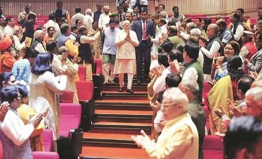 PM Narendra Modi arrives for the BJP parliamentary party meeting at Parliament House in New Delhi on Thursday | Photo: PTI PM Narendra Modi arrives for the BJP parliamentary party meeting at Parliament House in New Delhi on Thursday | Photo: PTI