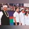 Party president Mallikarjun Kharge and Rahul Gandhi at the 139th foundation day event in Nagpur PTI Party president Mallikarjun Kharge and Rahul Gandhi at the 139th foundation day event in Nagpur PTI