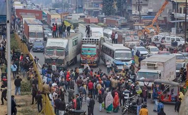 Assam: Transporters calls 2 day strike against new laws on hit-and-run Truck drivers protest