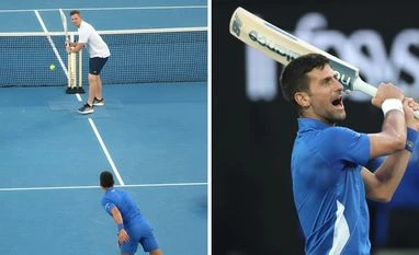 Novak Djokovic and Steve Smith Novak Djokovic and Steve Smith playing Tennis and cricket ahead of Australian Open 2024. Photo: X