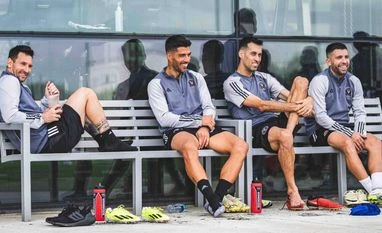 Lionel Messi and Inter Miami in Saudi Arabia on their pre season tour Luis Suarez, Messi, Alba, Busquets