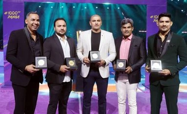 PKL 2024 PKL felicitates Anup Kumar, Dharmaraj Cherlathan, Ajay Thakur, Rishank Devadiga and Manjeet Chillar. Photo: PKL