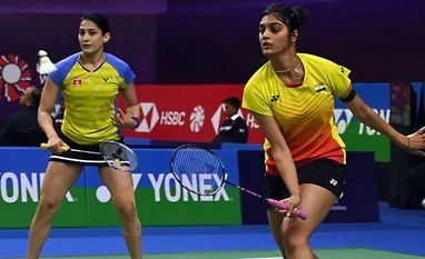 Ashwini, Crasto Ashwini Ponappa and her women's dopubles partner Tanisha Crasto in action during India Open 2024. Photo: BAI