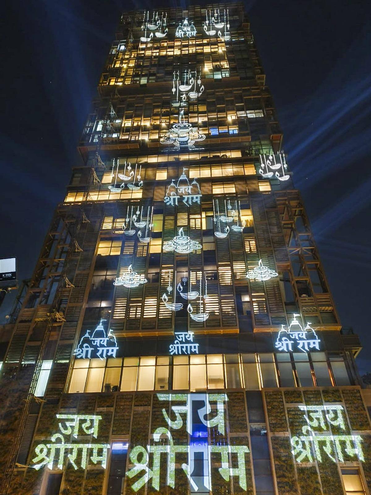 Ambani home 'Antilia' illuminated for Ram mandir 'pran pratistha ...