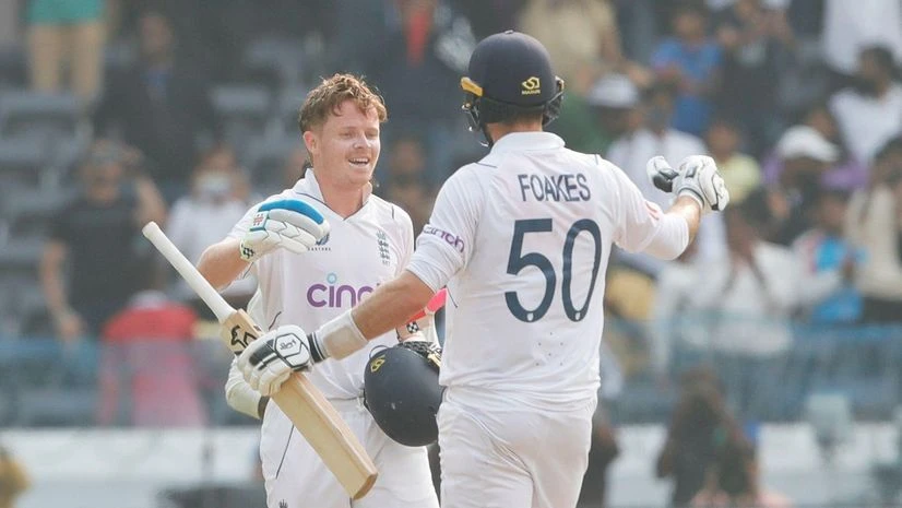 Ollie Pope and Ben Foakes Ollie Pope and Ben Foakes after Pope hits century during India vs England 1st Test at Hyderabad. Catch the Live Score Updates here. Photo: Sportzpics