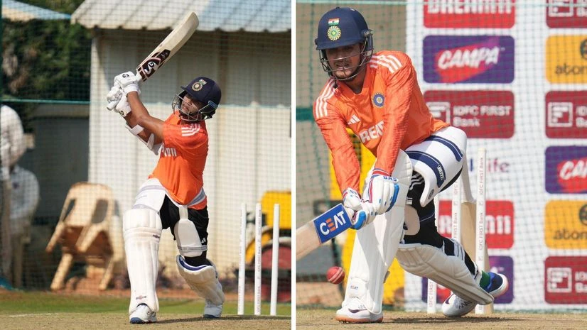 Indian batters Indian batters during net practices ahead of second Test in Vizag. Photo: X