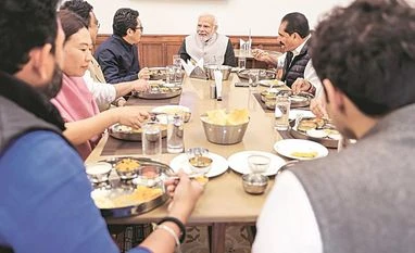 Modi, narendra modi, BJP, modi with MP, MP canteen Modi, narendra modi, BJP, modi with MP, MP canteen