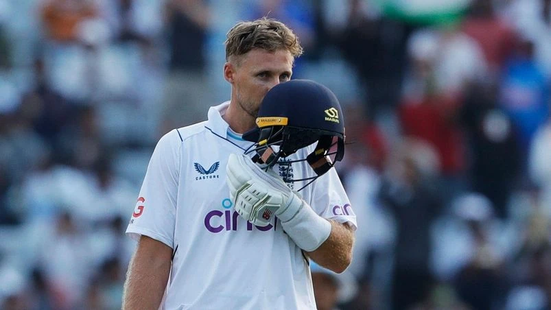 Joe Root century in 4th Test Joe Root of England celebrating his Hundred during the first day of the 4th test match between India and England held at the JSCA International Stadium in Ranchi on the 23rd Feb 2024 Photo by Saikat Das / Sportzpics for BCCI