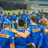 Mumbai Indians in huddle during intra-squad match in IPL 2024. Photo: MI