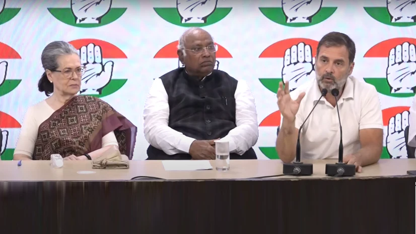 Congress party press conference Photo: Screen grab from YouTube