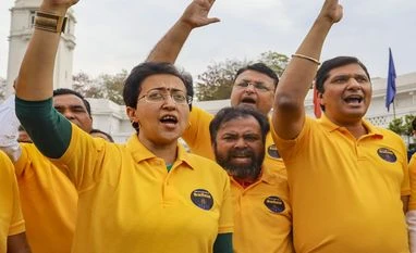 Kejriwal's arrest will benefit AAP electorally in Lok Sabha polls: Atishi Atishi, Saurabh Bharadwaj, AAP MLAs protest