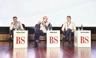 (From left) NITI Aayog member Ramesh Chand, Distinguished Professor at Icrier Ashok Gulati, and Bharat Krishak Samaj Chairman Ajay Vir Jakhar discuss ‘Role of Agriculture in a Developed India of 2047’, at Business Standard Manthan on Thursday (Pho (From left) NITI Aayog member Ramesh Chand, Distinguished Professor at Icrier Ashok Gulati, and Bharat Krishak Samaj Chairman Ajay Vir Jakhar discuss ‘Role of Agriculture in a Developed India of 2047’, at Business Standard Manthan on Thursday (Pho