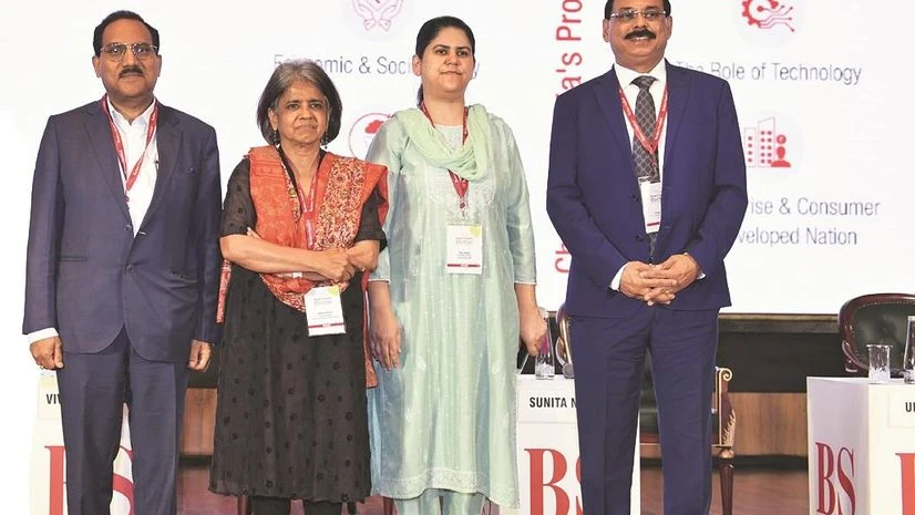 (From left) Vivek Dewangan, chairman & MD of REC; Sunita Narain, director general at Centre for Science and Environment; Ulka Kelkar, executive director of Climate at WRI India; and Derek M Shah, senior V-P & head (green energy business), Larsen & To (From left) Vivek Dewangan, chairman & MD of REC; Sunita Narain, director general at Centre for Science and Environment; Ulka Kelkar, executive director of Climate at WRI India; and Derek M Shah, senior V-P & head (green energy business), Larsen & To