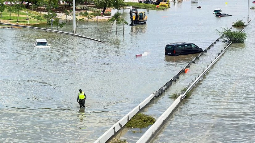 Cars are stuck on a flooded road after a rainstorm hit Dubai, in Dubai, United Arab Emirates, April 17, 2024. Cars are stuck on a flooded road after a rainstorm hit Dubai, in Dubai, United Arab Emirates, April 17, 2024. (Photo: Reuters/Rula Rouhana)