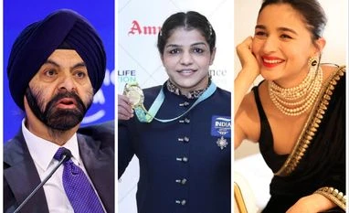 Ajay Banga, Sakshi Malik, Alia Bhatt Ajay Banga, Sakshi Malik, Alia Bhatt