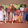 LS polls: Rajnath Singh holds roadshow in Lucknow before filing nomination Rajnath Singh,rajnath Lucknow roadshow,yogi,