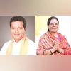 BJP candidate Radheyshyam Rathia (left) and Congress candidate Menka Devi Singh BJP candidate Radheyshyam Rathia (left) and Congress candidate Menka Devi Singh