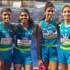 Indian women's 4x400m relay team members Rupal Chaudhary, M R Poovamma, Jyothika Sri Dandi and Subha Venkatesan