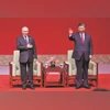 Russian President Vladimir Putin (left) and Chinese President Xi Jinping at the 75th anniversary of the establishment of diplomatic relations between Russia and China, in Beijing. (Photo: PTI)