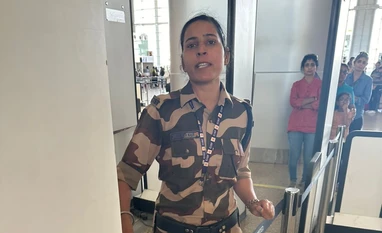 Kulwinder Kaur, who slapped Kangana Ranaut, at the Chandigarh airport on June 6, 2024 (Thursday) Kulwinder Kaur, who slapped Kangana Ranaut, at the Chandigarh airport on June 6, 2024 (Thursday)