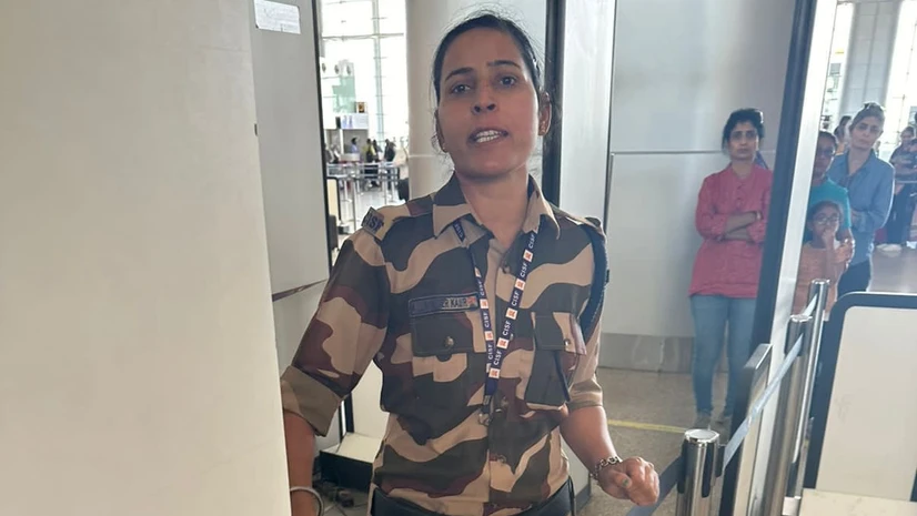 Kulwinder Kaur, who slapped Kangana Ranaut, at the Chandigarh airport on June 6, 2024 (Thursday) Kulwinder Kaur, who slapped Kangana Ranaut, at the Chandigarh airport on June 6, 2024 (Thursday)