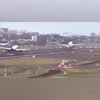 Screengrab from a video of the incident in which IndiGo and Air India planes are on the same runway at Mumbai airport Screengrab from a video of the incident in which IndiGo and Air India planes are on the same runway at Mumbai airport