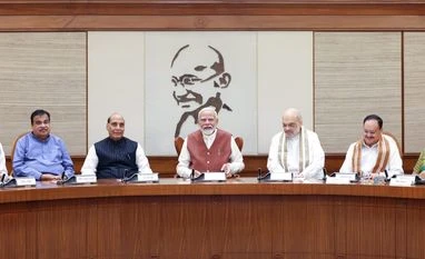 Almost 99% of ministers in third Modi govt are crorepatis: Report New Delhi: Prime Minister Narendra Modi chairs the first meeting of his new Cabinet, in New Delhi, Monday, June 10, 2024. BJP MP-elects Rajnath Singh and Amit Shah are also seen. (PTI Photo)(PTI06_10_2024_000361A)