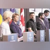 Ukrainian President Volodymyr Zelenskyy, European Commission President Ursula von der Leyen, and other dignitaries during the closing media conference of Ukraine peace summit in Switzerland, on Sunday. (PHOTO: REUTERS) Ukrainian President Volodymyr Zelenskyy, European Commission President Ursula von der Leyen, and other dignitaries during the closing media conference of Ukraine peace summit in Switzerland, on Sunday. (PHOTO: REUTERS)