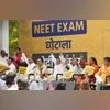 NEET row: AAP leaders protest at Jantar Mantar, demand SC monitored probe NEET protest
