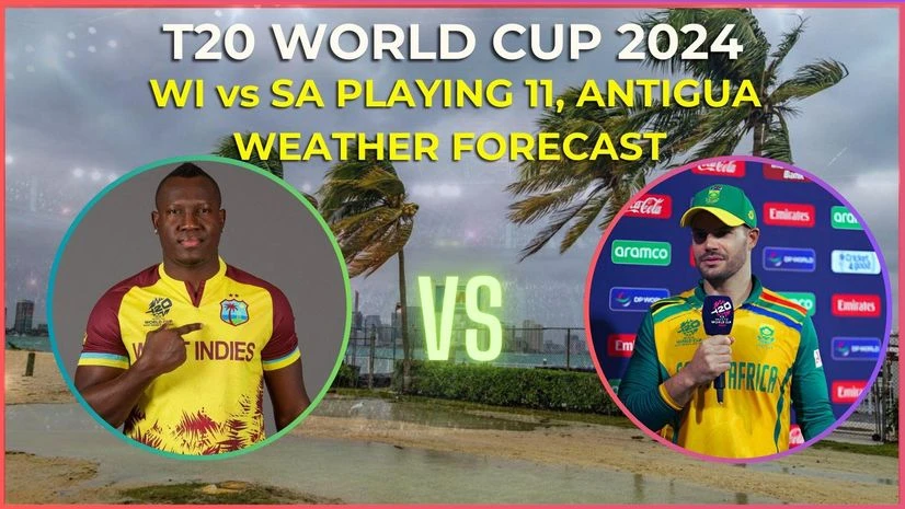 West Indies vs South Africa playing 11 and Antigua weather forecast West Indies vs South Africa playing 11 and Antigua weather forecast. Photo: X