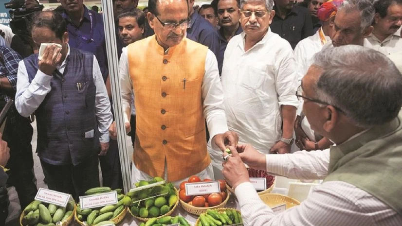 Agri Minister Shivraj Singh Chouhan at an exhibition during ICAR Foundation and Technology Day in New Delhi on Tuesday Agri Minister Shivraj Singh Chouhan at an exhibition during ICAR Foundation and Technology Day in New Delhi on Tuesday