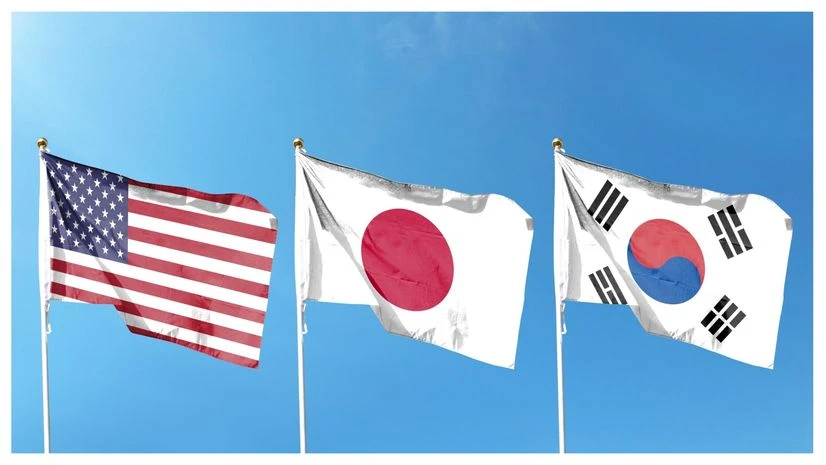 US Flag, Japan Flag, South Korea Flag US Flag, Japan Flag, South Korea Flag