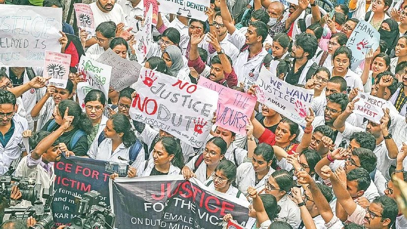 Over 400 cases of sexual harassment at work logged every year since 2018 | India News Doctors and students protest at RG Kar Medical College and Hospital in Kolkata on Wednesday (Photo: PTI)