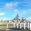 INS Mumbai, a Delhi-class destroyer belonging to the Indian Navy, arrived in Colombo on a formal visit on August 26. Photo: Sri Lanka Navy (X)