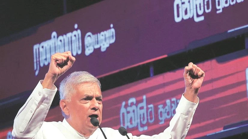 Sri Lanka's President Ranil Wickremesinghe during his final rally for the presidential election Sri Lanka’s President Ranil Wickremesinghe during his final rally for the presidential election