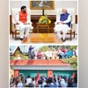 (Top) PM Narendra Modi with Haryana CM Nayab Singh Saini in New Delhi on Wednesday; (Bottom) J&K National Conference President Farooq Abdullah addresses party workers gathered outside his residence in Srinagar on Wednesday | Photos: PTI (Top) PM Narendra Modi with Haryana CM Nayab Singh Saini in New Delhi on Wednesday; (Bottom) J&K National Conference President Farooq Abdullah addresses party workers gathered outside his residence in Srinagar on Wednesday | Photos: PTI