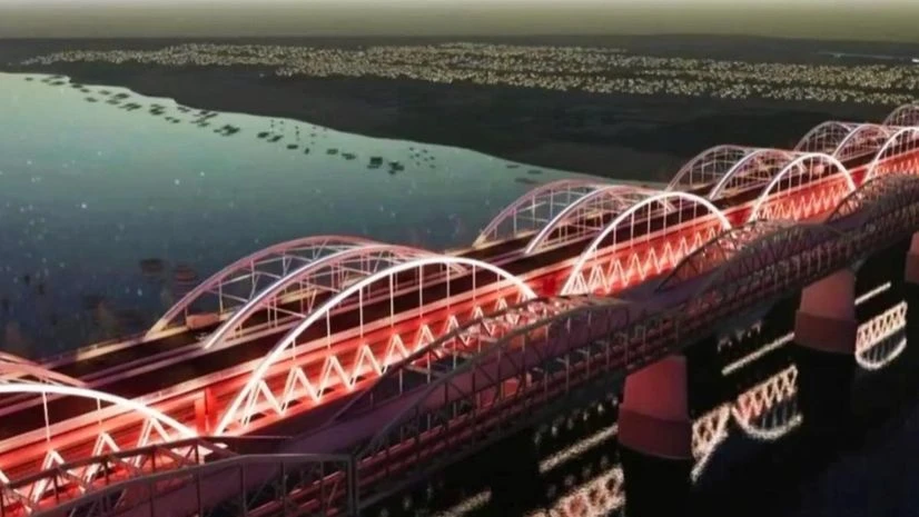 Rail-road bridge over ganga in Varanasi Rail-road bridge over ganga in Varanasi