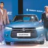 Maruti Suzuki India MD & CEO Hisashi Takeuchi (right) and Senior Executive Officer, Marketing and Sales, Partho Banerjee at the launch of the new Dzire on Monday