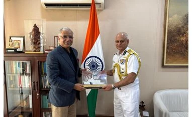 Coast Guard Chief Paramesh calls on India's High Commissioner to Sri Lanka S Paramesh, ICG chief, Santosh Jha, Indian High Commissioner