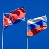 North Korea, Russia, North korea flag, Russia flag