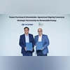 Gopalakrishnan Chathapuram Sivaramakrishnan, Whole-time Director and Chief Manufacturing Officer - Hyundai Motor India Limited (HMIL), and Karan Chadha, National Head, Business Development - Fourth Partner Energy Limited (FPEL), during the Power Purc