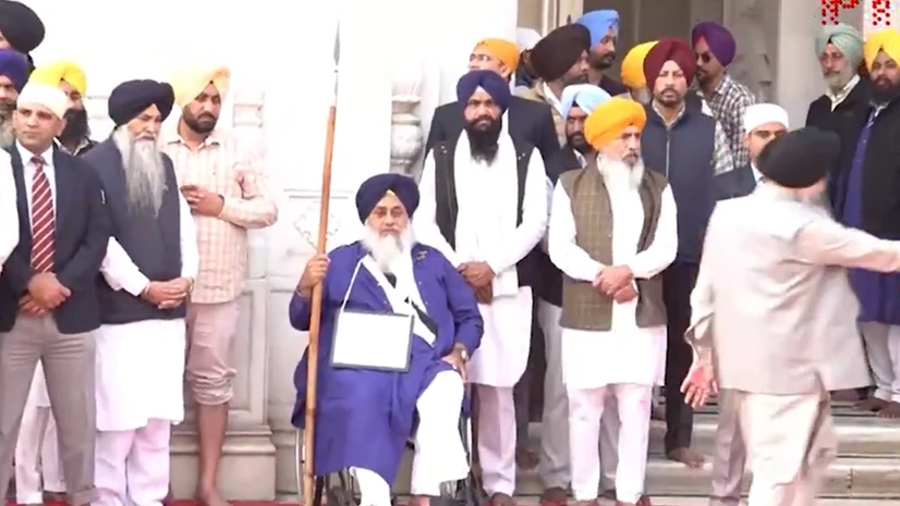 Sukhbir Badal at Golden temple Shiromani Akali Dal leader Sukhbir Singh Badal serves as a 'sewadar' at Golden Temple in Amritsar. (Photo/X-PTI)