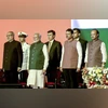 Prime Minister Narendra Modi, Maharashtra Governor CP Radhakrishnan, BJP leader Devendra Fadnavis and NCP (Ajit faction) leader Ajit Pawar Prime Minister Narendra Modi, Maharashtra Governor CP Radhakrishnan, BJP leader Devendra Fadnavis and NCP (Ajit faction) leader Ajit Pawar