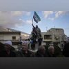 Syria, Syrians celebrate new govt, Syria flag Syria, Syrians celebrate new govt, Syria flag
