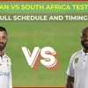 Pakistan vs South Africa Tests full schedule