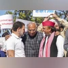 Rahul Gandhi, Rahul, Akhilesh Yadav, Mallikarjun Kharge, Protest