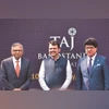 (From left) N Chandrasekaran, chairman, Tata Sons; Devendra Fadnavis, CM, Maharashtra; and Puneet Chhatwal, MD and CEO, IHCL, during a Bhoomi Pujan of Taj Bandstand, in Mumbai on Monday photo: KAMLESH PEDNEKAR (From left) N Chandrasekaran, chairman, Tata Sons; Devendra Fadnavis, CM, Maharashtra; and Puneet Chhatwal, MD and CEO, IHCL, during a Bhoomi Pujan of Taj Bandstand, in Mumbai on Monday photo: KAMLESH PEDNEKAR